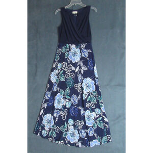 52Seven Dress Women Large Blue Floral Sleeveless Boho Country Rich Girl Vacation